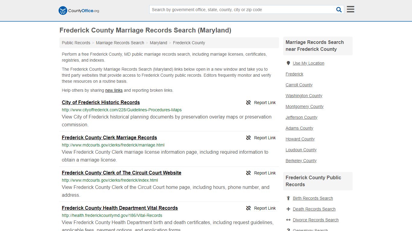 Frederick County Marriage Records Search (Maryland)