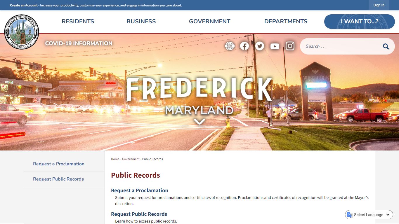 Public Records | The City of Frederick, MD - Official Website